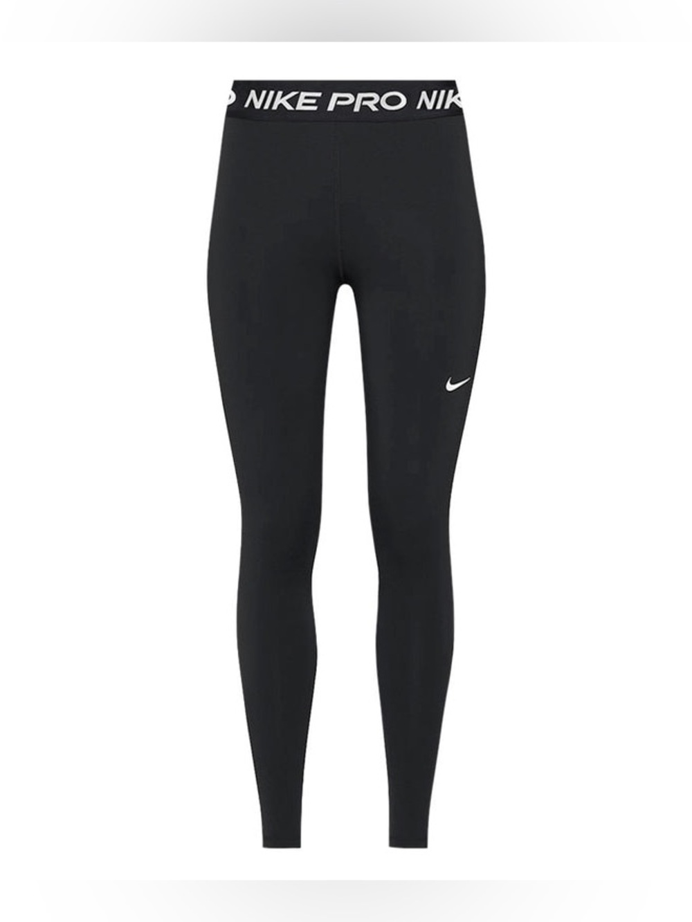 Nike Black High-Rise Pro Leggings with White Swoosh